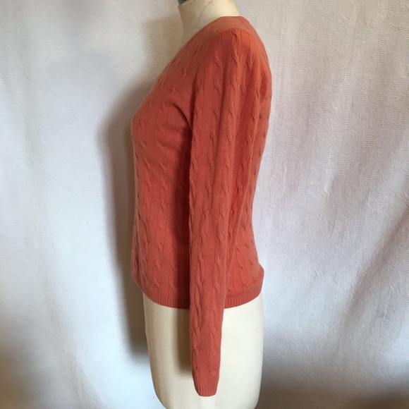Evelyngrace S/M cashmere salmon vneck sweater - Picture 5 of 7